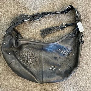 COACH Pewter Leather & Snakeskin Purse